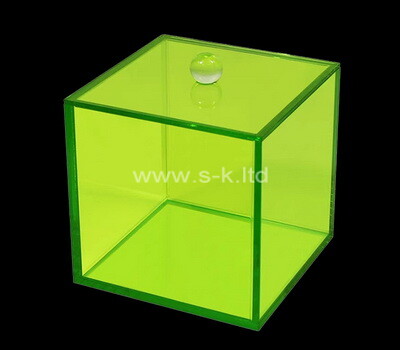 Kundenspezifische transparente grüne quadratische Acrylbox mit Deckel