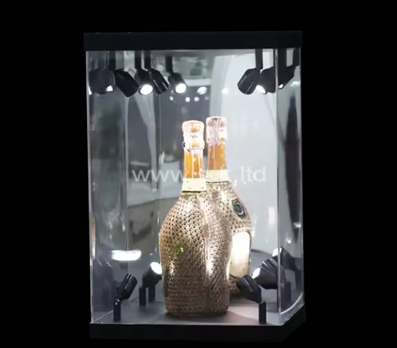 Benutzerdefinierte Großhandel Acryl Wein Vitrine mit LED-Licht