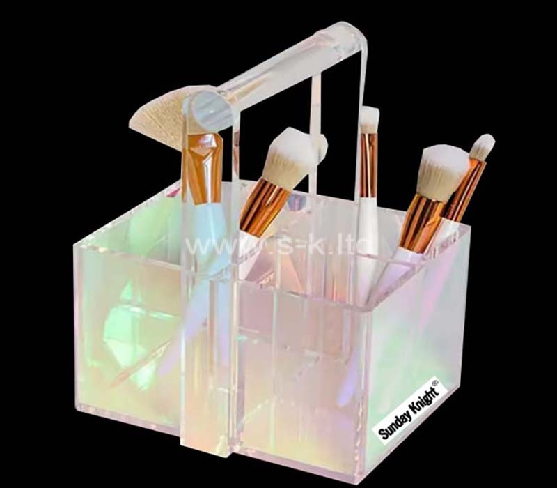 Custom wholesale acrylic makeup brushes box with handles