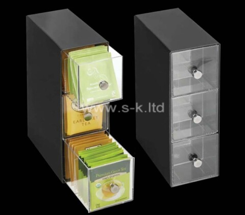 Custom wholesale acrylic tea bag drawers boxes