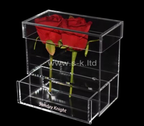 Wholesale custom acrylic rose flower box with drawer